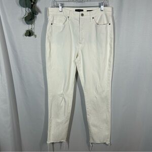 Banana Republic | High Rise Slim Skinny Leg White Denim Raw Hem Women’s Size 31